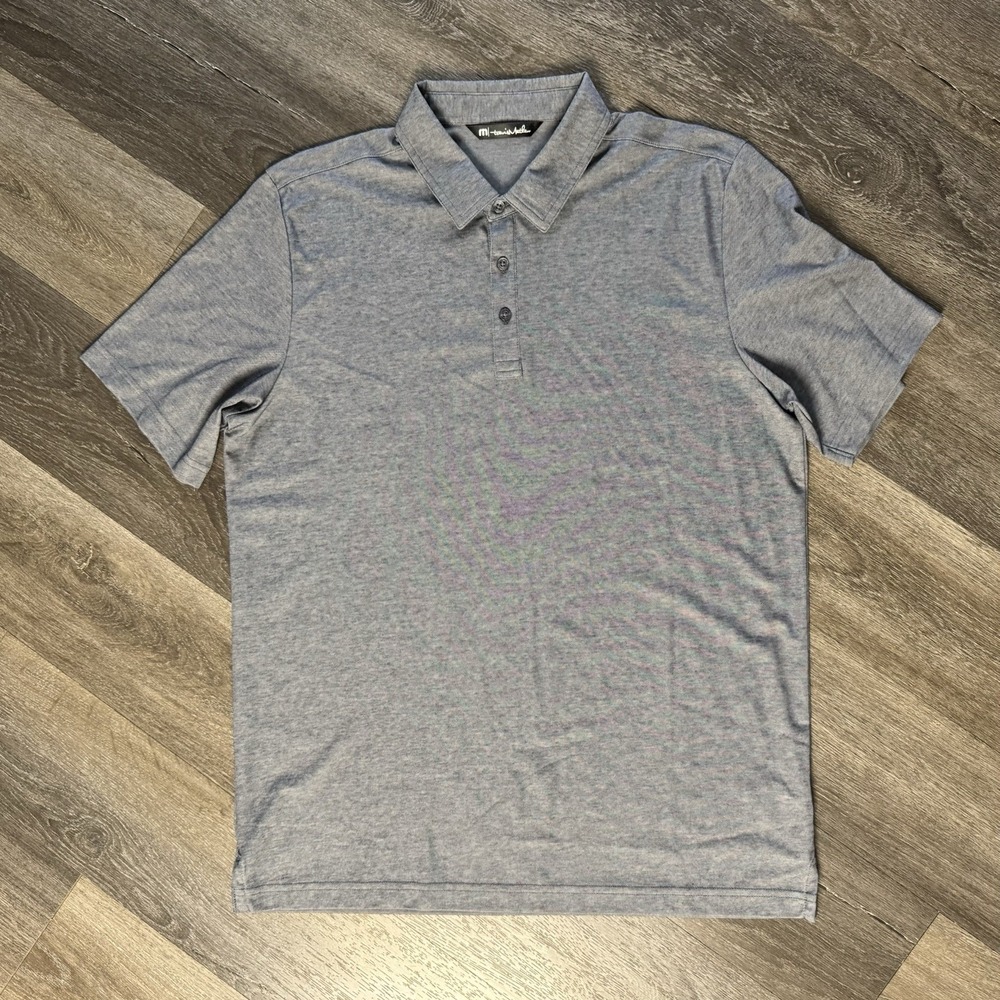 Travis Mathew Polo Shirt Mens L Gray Stretch Short Sleeve Casual Golf Classic